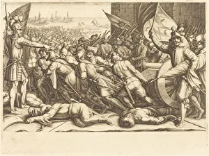 Dragging Prints: The Re-embarkation of the Turks, c. 1614. Creator: Jacques Callot