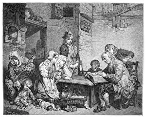 Reading the Bible, 1885.Artist: FV Martens