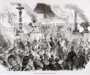 Siglo Xix Prints: Reading of the Constitution, November 12, 1848, Napoleon Bonaparte Republic, engraving