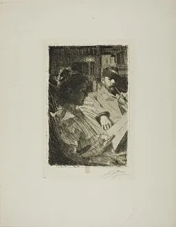 Charles Deering Prints: Reading (Mr. and Mrs. Ch. Deering), 1893. Creator: Anders Leonard Zorn