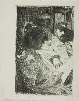 Charles Deering Prints: Reading (Mr. and Mrs. Ch. Deering), 1893. Creator: Anders Leonard Zorn