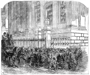 Declaration Prints: Reading the News of the Peace, at the Mansion-House, 1856. Creator: Unknown