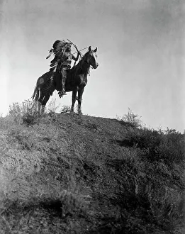Apsaroke Prints: Ready for the charge-Apsaroke, c1908. Creator: Edward Sheriff Curtis