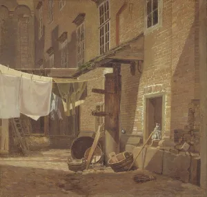 Clothes Line Prints: The Rear Courtyard of Charlottenborg Palace, 1828. Creator: Frederik Hansen Sodring