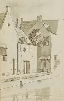 Johannes Huibert Prins Prints: Rear facades of houses along a quay, c.1783-c.1797. Creator: Johannes Huibert Prins