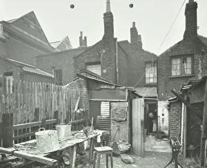 Council Prints: Rear of houses prior to slum clearance, Princess Road, Lambeth, London, 1914