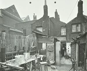 Backyard Gallery: Rear of houses prior to slum clearance, Princess Road, Lambeth, London, 1914