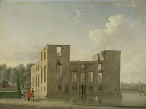 Burned Prints: Rear View of Berckenrode Castle in Heemstede after the Fire, 1747. Creator: Jan ten Compe