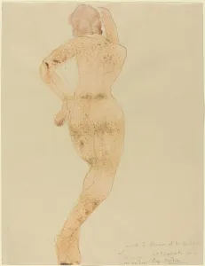 Life Drawing Prints: Rear View of Female Figure in Action, 1904. Creator: Auguste Rodin