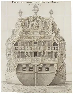 Fleet Prints: Rear view of the ship Dauphin Royal