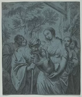 Biblical Character Collection: Rebecca and Eliezer, ca. 1730. Creator: Louis Fabritius Dubourg