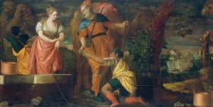 Rebeccah Prints: Rebecca at the Well, c. 1582 / 1588. Creators: Paolo Veronese, Workshop of Veronese