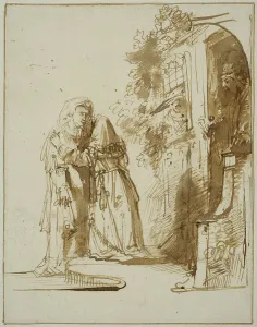 Brown Wash Prints: Rebekah's departure. Creator: Rembrandt Harmensz van Rijn