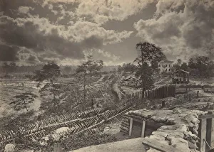 Sandbags Prints: Rebel Works in Front of Atlanta, Georgia No. 1, 1860s. Creator: George N. Barnard