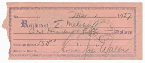 Accounts Gallery: Receipt signed by Fats Waller, March 1, 1937. Creator: Unknown
