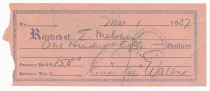 Receipt signed by Fats Waller, March 1, 1937. Creator: Unknown