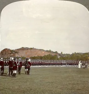 Receiving the colours inside the square, India, 1900s. Artist: Underwood & Underwood
