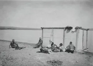 Yenisey Siberia Russia Prints: Receiving mud procedures at Lake Shira, 1890. Creator: LI Vonago