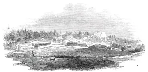 Maoris Prints: The recent conflict at New Zealand - from a sketch by a correspondent, 1845