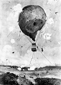 Shooting Prints: The recent Military Balloon Experiments in Germany:artillery shooting at a balloon