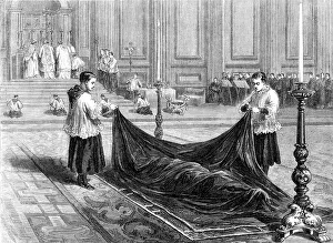 St Pauls Church Prints: Reception of a Benedictine monk in St. Paul's Church at Rome, 1870. Creator: Unknown