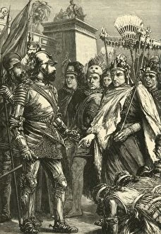 Reception of Cortes by Montezuma, 1519, (1890). Creator: Unknown