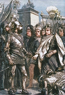 Colonisation Prints: Reception of Cortes by Montezuma