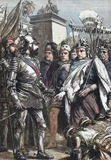 Colonisation Prints: Reception of Cortes by Montezuma