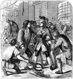Images Dated 28th March 2008: The reception of a debtor in Fleet Prison in the days of George II, 18th century (19th century)