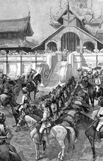 Images Dated 12th January 2009: Reception of General Roberts in Mandalay at the east gate of the palace, Burma
