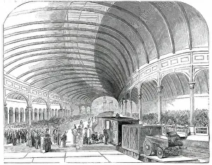 Reception of Her Majesty at the Great Central Railway Station, Newcastle-Upon-Tyne, 1850. Creator: Ebenezer Landells