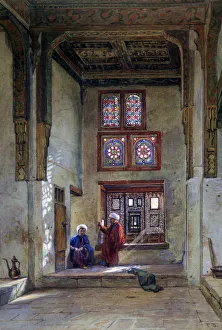 High Prints: Reception Room, Memlook Radnau Beys House, Cairo, 1873. Artist: Frank Dillon