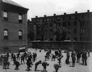Break Prints: Recess period on the playground, 6th Division, (1899?). Creator: Frances Benjamin Johnston