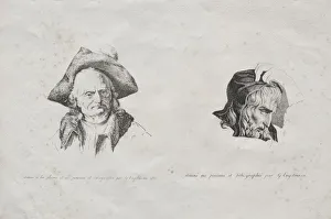 Godefroy Engelmann Prints: Receuil dessais lithographiques: Deux tetes, 1816. Creator: Godefroy Engelmann (French