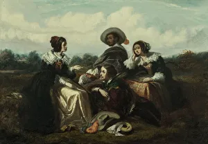 Recital. Figures in Louis XIII costume, c1830. Creator: Gustave Morin