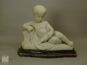 Reclining Prints: Reclining Child with Bird, late 18th century. Creator: Unknown