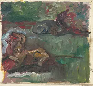 Arnold Peter Weisz Kubncan Prints: Two Reclining Dogs, 1935-1940. Creator: Arnold Peter Weisz-Kubincan