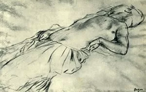 Bernhard Degenhart Gallery: Reclining female nude, late 19th century, (1943). Creator: Edgar Degas