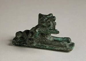 Feline Collection: Reclining Lion or Cat with Prey, Roman Period (100-395 CE) or modern. Creator: Unknown