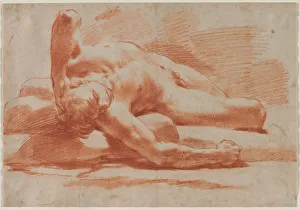 Red Chalk Prints: Reclining Male Nude, second half 18th century