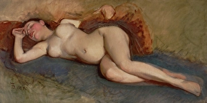 Duvenek Frank Prints: Reclining Nude, 1892. Creator: Frank Duveneck
