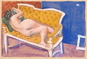 Cyprian Prints: A reclining nude, 1940-1969. Creator: Cyprian Majernik