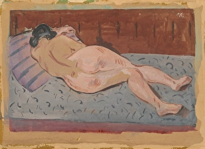 Unhappy Prints: A reclining nude from behind, 1930-1939. Creator: Cyprian Majernik