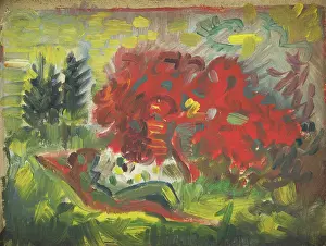 Sunbathing Prints: Reclining Nude in a Garden, 1940-1944. Creator: Arnold Peter Weisz-Kubincan