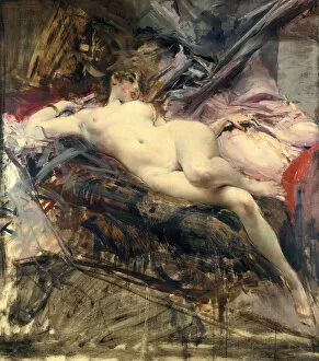 Images Dated 15th August 2005: Reclining Nude, late 19th / early 20th century. Artist: Giovanni Boldini