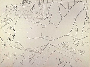 Outline Prints: Reclining Nude, (The Painter and his Model)