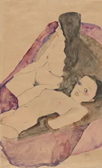 Schiele Prints: Two Reclining Nudes, 1911. Creator: Egon Schiele
