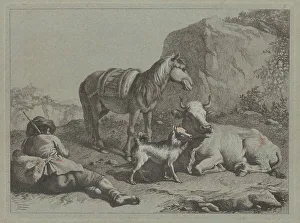 Francesco Londonio Prints: Reclining Shepherd with a Sack, c. 1763. Creator: Francesco Londonio