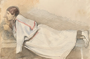 Ladislav Prints: A reclining valet, 1877. Creator: Ladislav Mednyanszky