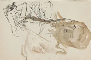 Two reclining women and a woman's head, 1875-1934. Creator: Isaac Lazerus Israels